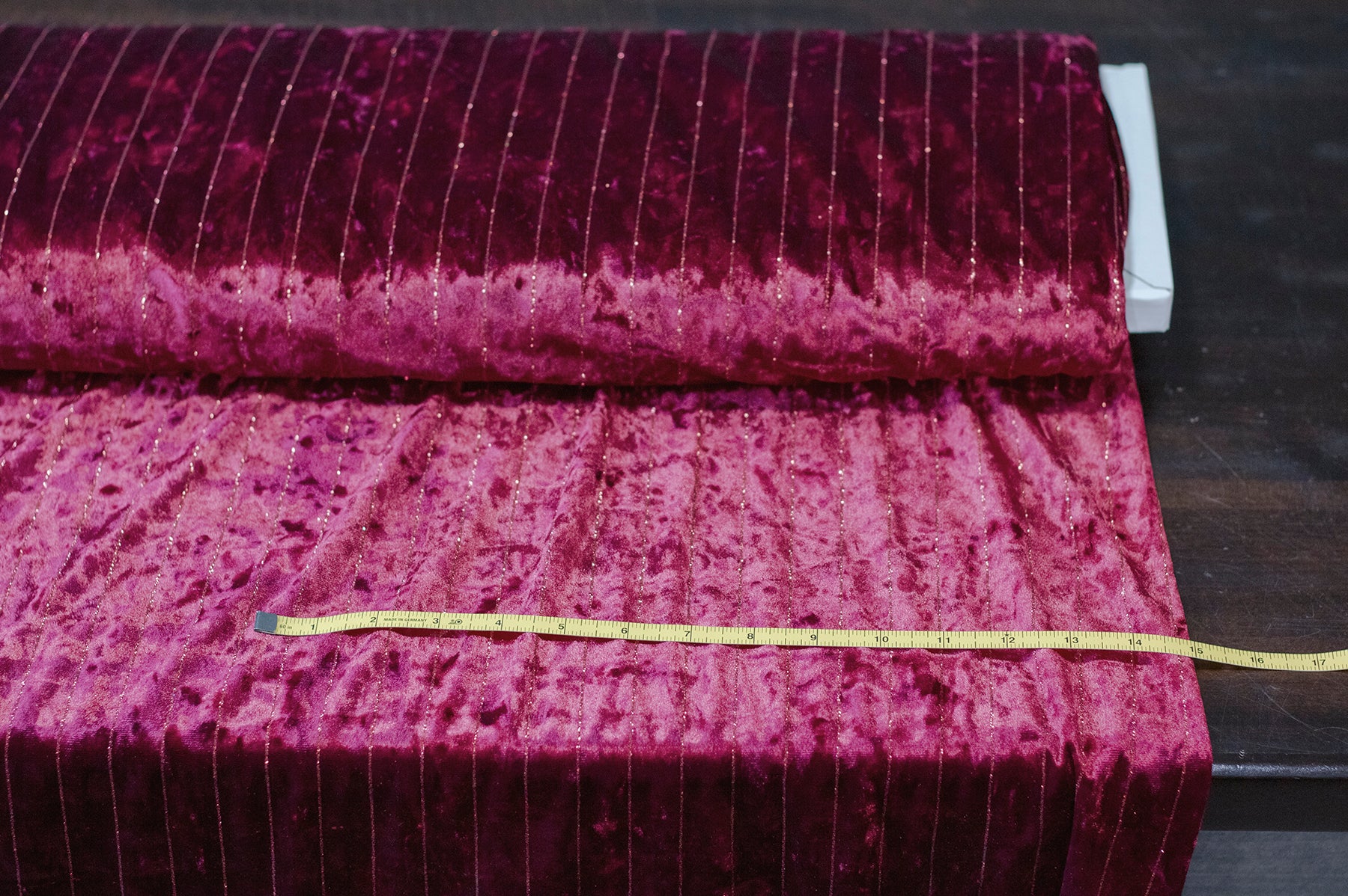 Colorwave Fabric CLEARANCE -- STRETCH VELVET WITH GLITTER STRIPE – COLORWAVE CREATIONS